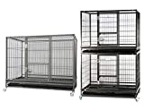 Homey Pet 43" Stackable or Non-Stackable Heavy Duty Cage W/ Feeding Door, Casters and Tray (Stackable Economic)