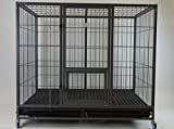 Homey Pet-49 Extra Large Heavy Duty Metal Dog Cage w/ Plastic Floor Grid, Casters, Pull Out Tray and Feeding Door: L 49" x W 37" x H44