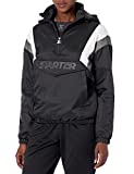 Starter Women's Throwback Half-Zip Pullover Jacket, Amazon Exclusive, Black with Iron Grey, Large