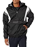 Starter Men's Throwback Half-Zip Pullover Jacket, Amazon Exclusive, Black with Iron Grey, Medium