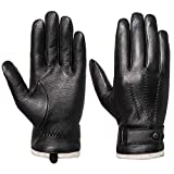 Men's Genuine Leather Gloves Winter - Acdyion Touchscreen Texting Cashmere Lined Warm Dress Driving Gloves (Black, Large)