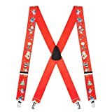 SuspenderStore Men's Santa on Red Suspenders - 1.5 Inch Wide Clip