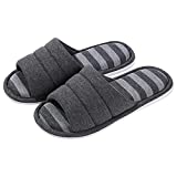 shevalues Women's Soft Indoor Slippers Open Toe Cotton Memory Foam Slip on Home Shoes House Slippers, Dark Grey 250