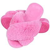 shevalues Orthopedic House Slippers for Women Arch Support Faux Fur Indoor Slippers with Memory Foam, Hot Pink 39