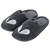 shevalues Cute Fox Slippers for Women Fuzzy Animal Memory Foam House Slippers Waterproof Sole Home Slippers, Dark Grey Fox, 6.5-7.5 Women / 5.5-6.5 Men