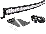 Dasen 52 Inch 300W Curved LED Light Bar  Over Windshield Pro Cage Mount Brackets & Wiring Kit Compatible with 2016-2023 Can-am Defender