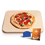 Cast Elegance Theramite Durable Pizza and Baking Stone for Oven and Grill, Includes Recipe E-Book & Cleaning Scraper, Large, 14 x 16 inch, 5/8th inch Thick, Rectangular Design
