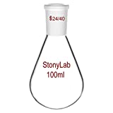 StonyLab Borosilicate Glass 100mL Heavy Wall Single Neck Recovery Flask Rotary Evaporator Flask, with 24/40 Outer Joint - 100mL