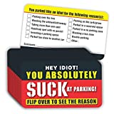 PARTH iMPEX You Suck at Parking Cards - (Pack of 100) Parked Like an Idiot 3.5"x2" for Bad Parking Violation with Multi Reasons