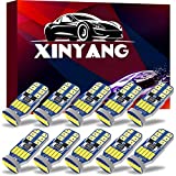 XINYANG 10Pcs 194 LED Car Bulbs, Canbus No Error T10 168 LED Light Bulbs, 15smd 4014 chipset 175 2825 Non-polarity LED Lights for Car Interior Dome Map Door Courtesy License Plate, 6000K White