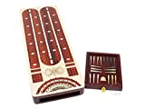 House of Cribbage - 4 Track Continuous Cribbage Board Inlaid in Bloodwood - Size: 13.5 Inches - Storage Drawer for Cribbage Pegs and Score Marking Fields for Skunks, Corners and Won Games