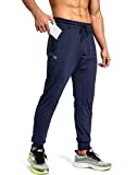 G Gradual Men's Sweatpants with Zipper Pockets Athletic Pants Traning Track Pants Joggers for Men Soccer, Running, Workout (Navy, Medium)
