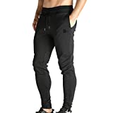 BROKIG Mens Zip Jogger Pants - Casual Gym Fitness Trousers Comfortable Tracksuit Slim Fit Bottoms Sweat Pants with Pockets (Small, Black)