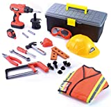 JOYIN Construction Worker Costume Role Play Tool Toys Set with Toll Box for 3 - 6 Years Old Kids, Great Educational Toy Gift for Halloween Christmas and Birthday