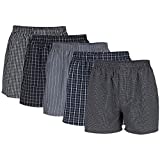 Gildan Men's Woven Boxer Underwear Multipack, Black Stripe Assorted (5-Pack), X-Large