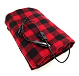 S'beauty Electric Blankets 12V Heated Travel Blanket for Car Shearing Plush 57" X 39.3" (Black Red Plaid)