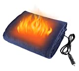 Electric Heated Car Blanket, Electric Car Blanket Heated 12 Volt Fleece Travel Throw ,Heating Blanket for Car and RV Great for Cold Weather, Road Trips ( Navy Blue )