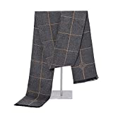 Mens Winter Cashmere Scarf - Ohayomi Fashion Formal Soft Scarves for Men(Grey heart Plaid)