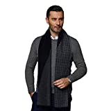 CUDDLE DREAMS Men's Silk Scarves, 100% Mulberry Silk Brushed, Luxuriously Soft (Navy Gray Houndstooth)