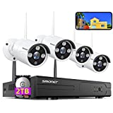 [3MP HD,Audio] SMONET WiFi Security Camera System,2TB Hard Drive,8CH Home Surveillance NVR Kit,4 Packs Outdoor Indoor IP Cameras Set,IP66 Waterproof,Free Phone APP,Night Vision,24/7 Video Recording