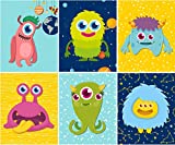 Outer Space Wall Decor - Kids Room Nursery Art Prints - (Set of 6) - Unframed - 8x10 - Silly Aliens and Monsters