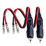 [2 PACK] 12v 12Volt Replacement Cigarette Lighter Male Plug with Leads - Car Adapter Dc Battery Charger Kit Connectors Cigar Plugs Power Supply Accessories Heavy Duty Cord Auto Cable Led Light 15Amp