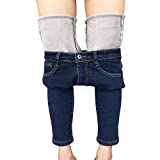 heipeiwa Womens Winter Jeans Thick Skinny Pants Fleece Lined Slim Stretch Warm Jeggings Blue