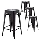 FDW Metal Bar Stools Set of 4 Counter Height Barstool Stackable Barstools 24 Inch 30 Inch Indoor Outdoor Patio Bar Stool Home Kitchen Dining Stool Backless Bar Chair (Black, 30")
