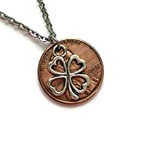 Lucky Penny Necklace - OOAK Jewelry - Pennies from Heaven - Birth Year - Tibetan Silver 4 Leaf Clover - Handmade Coin Money Lincoln (1983)