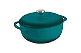 Lodge 6 Quart Enameled Cast Iron Dutch Oven. Deep Teal Enamel Dutch Oven (Product may vary from the image shown) (Lagoon)