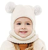 Baby Girls Boys Winter Hat Scarf Earflap Hood Scarves Skull Caps White