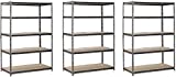 EDSAL Heavy Duty Garage Shelf Steel Metal Storage 5 Level Adjustable Shelves Unit 72" H x 48" W x 24" Deep (Pack of 3)