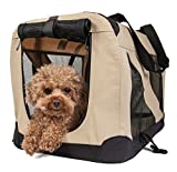 Pet Life Folding Zippered 360 Vista View House Carrier in Khaki, Medium