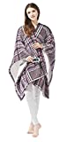 Beautyrest Ultra Soft Sherpa Berber Fleece Electric Poncho Wrap Blanket Heated Throw with Auto Shutoff, 50 in x 64 in, Grey Plaid