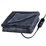 Electric Blanket Heated Throw Blanket, Heating Blanket with 6 Heating Levels 60''×70''Large Size Covers The Body Heated Throw Blanket with 3 Hours Auto-Off ETL Certified Washable Slate