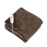 Tefici Electric Heated Blanket Throw with 3 Heating Levels & 4 Hours Auto Off,Super Cozy Soft Heated Throw with Fast Heating and Machine Washable,Home Office Use,50" x 60" Dark Brown