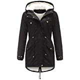 Youmymine Women Winter Down Coat Plus Size Ski Jacket Snowsuit Hooded Zipper Overcoat Windbreaker Raincoat (L, Black)