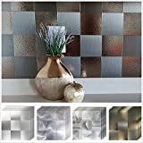 HomeyMosaic Peel and Stick Backsplash Tile for Kitchen,12"x12" Aluminum Surface 3D Wall Sticker Panel Metal Mosaic Patterned Retro(5 Sheets,Bronze&Grey)