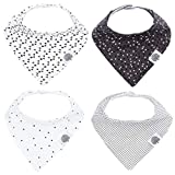 Parker Baby Bandana Drool Bibs - 4 Pack Gray Baby Bibs for Boys, Girls, Unisex - "Shadow Set"