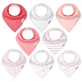 Baby Bandana Drool Bibs for Girls, 8 Pack Bib Set with Snaps for Drooling, Teething and Feeding, Soft and Absorbent Bibs by KiddyStar