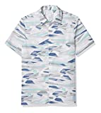 Calvin Klein Men's Short Sleeve Button Down Stretch Cotton Shirt, Harbor Mist Print, Large