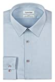 Calvin Klein Men's Dress Shirt Slim Fit Non Iron Herringbone, Blue, 15.5" Neck 32"-33" Sleeve (Medium)