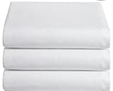 White Classic Flat Hospital Bed Sheets, Twin Size Flat Sheets, 3-Pack,
