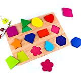 SKYFIELD Wooden Shape Puzzles, Early Educational Developmental Toy for 2, 3, 4, 5, 6 Years Old Boys and Girls, for Toddlers, Kids, Preschoolers, 13.4'' L x 9.8'' W