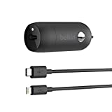 Belkin USB-C Car Charger 18W W/ 4Ft USB-C to Lightning Cable (iPhone Fast Charger for iPhone 11, Pro, Max, XS, Max, XR, X, 8, Plus, iPhone SE 2020) iPhone Car Charger, iPhone Charger