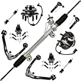 Detroit Axle - Power Steering Rack & Pinion Assembly w/Front Wheel Hub Bearing Upper Control Arms Outer Tie Rods Sway Bars Replacement for 99-06 Chevy GMC Silverado Sierra 1500 RWD - 11pc Set