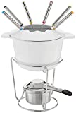 Cuisinart 13-Piece Cast Iron Fondue Set, White, 10"