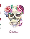 Sketchbook: Skull with Flowers Art Sketchbook, large ,100 white pages , soft cover