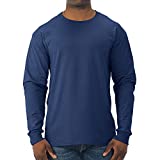 Jerzees Men's Dri-Power Cotton Blend Long Sleeve Tees, Moisture Wicking, Odor Protection, UPF 30+, Sizes S-3X, Navy, X-Large