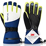 Hikenture Ski Gloves for Men Women-3M Thinsulate Snow Gloves Waterproof Insulated -Extreme Cold Weather Snowboard Gloves,Adult Winter Warm Touchscreen Snowmobile Gloves with Pockets(Blue M)